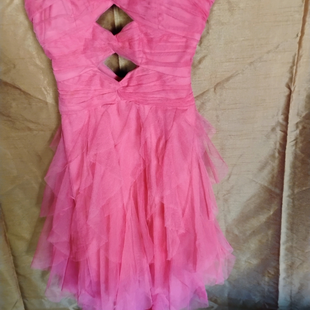 Hailey Logan Strapless Pink Ruffle Dress